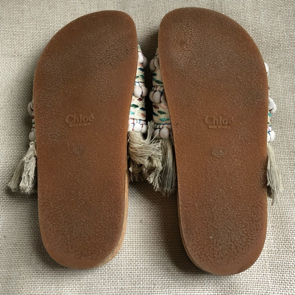 Chloe Sandals Slide Fringe Mules Nolan EU 35 US 5 - Picture 10 of 13